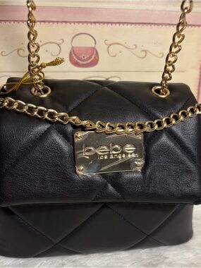 Bebe “Vivian” Vegan Quilted Leather Flap Crossbody